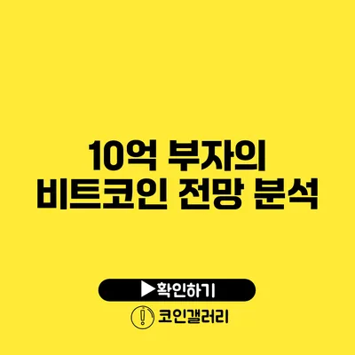 10억 부자의 비트코인 전망 분석