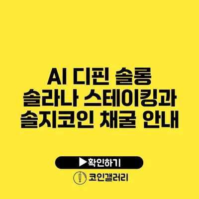 AI 디핀 솔롱: 솔라나 스테이킹과 솔지코인 채굴 안내