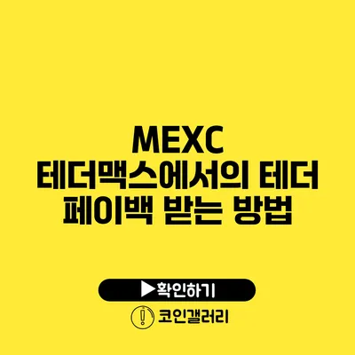 MEXC 테더맥스에서의 테더 페이백 받는 방법