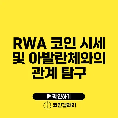 RWA 코인: 시세 및 아발란체와의 관계 탐구