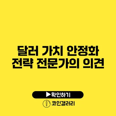 달러 가치 안정화 전략: 전문가의 의견