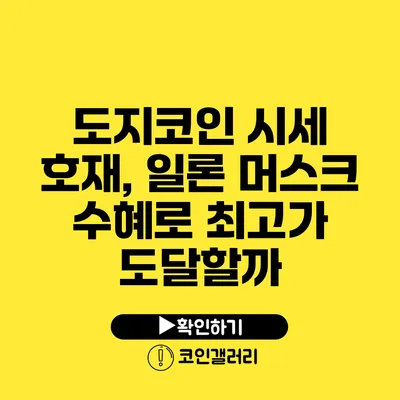 도지코인 시세 호재, 일론 머스크 수혜로 최고가 도달할까?