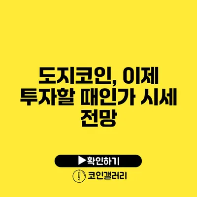 도지코인, 이제 투자할 때인가? 시세 전망