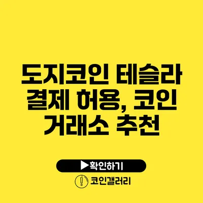 도지코인 테슬라 결제 허용, 코인 거래소 추천