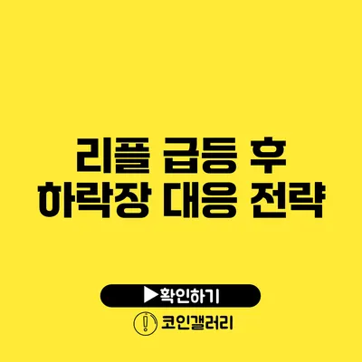 리플 급등 후 하락장 대응 전략