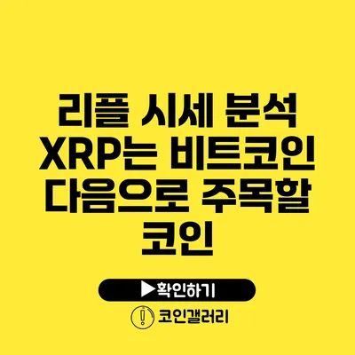 리플 시세 분석: XRP는 비트코인 다음으로 주목할 코인