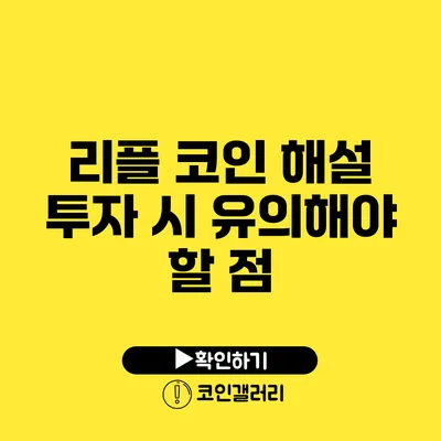 리플 코인 해설: 투자 시 유의해야 할 점