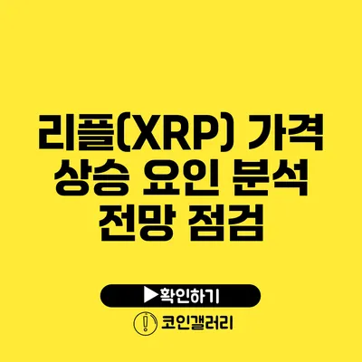 리플(XRP) 가격 상승 요인 분석: 전망 점검