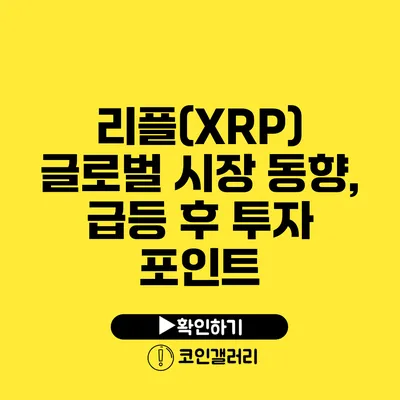 리플(XRP) 글로벌 시장 동향, 급등 후 투자 포인트