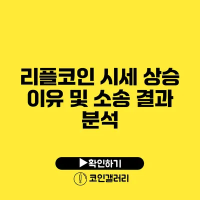 리플코인 시세 상승 이유 및 소송 결과 분석