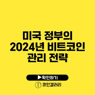 미국 정부의 2024년 비트코인 관리 전략