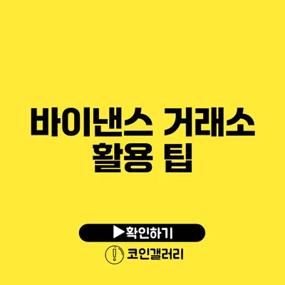 바이낸스 거래소 활용 팁