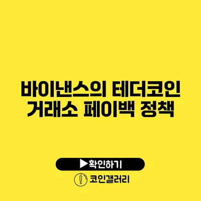 바이낸스의 테더코인 거래소 페이백 정책