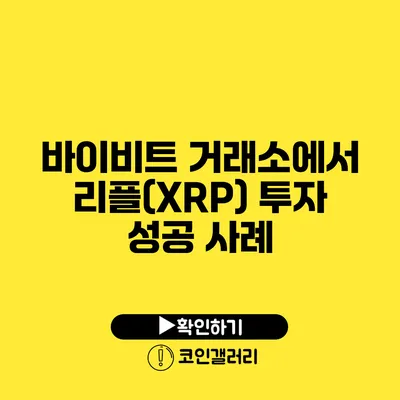 바이비트 거래소에서 리플(XRP) 투자 성공 사례