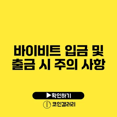 바이비트 입금 및 출금 시 주의 사항