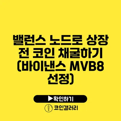 밸런스 노드로 상장 전 코인 채굴하기 (바이낸스 MVB8 선정)