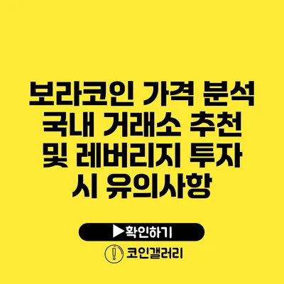 보라코인 가격 분석: 국내 거래소 추천 및 레버리지 투자 시 유의사항