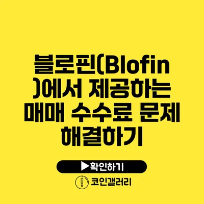 블로핀(Blofin)에서 제공하는 매매 수수료 문제 해결하기