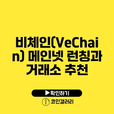 비체인(VeChain) 메인넷 런칭과 거래소 추천