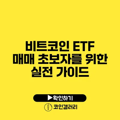 비트코인 ETF 매매: 초보자를 위한 실전 가이드