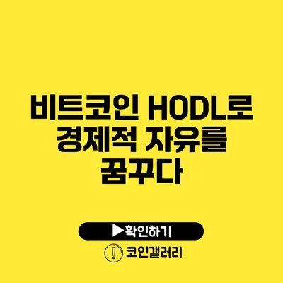 비트코인 HODL로 경제적 자유를 꿈꾸다