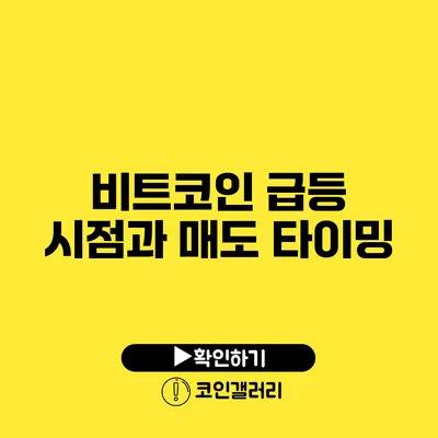 비트코인 급등 시점과 매도 타이밍