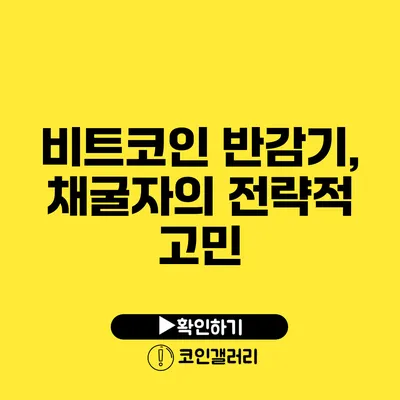 비트코인 반감기, 채굴자의 전략적 고민