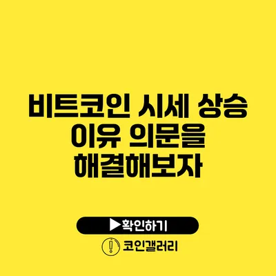 비트코인 시세 상승 이유: 의문을 해결해보자