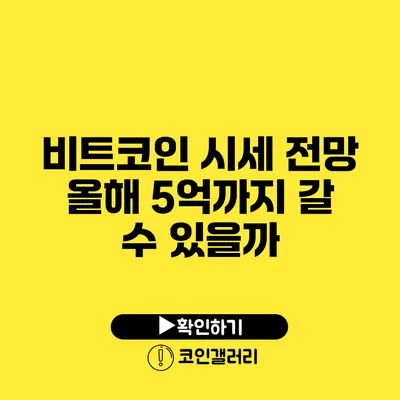 비트코인 시세 전망: 올해 5억까지 갈 수 있을까?