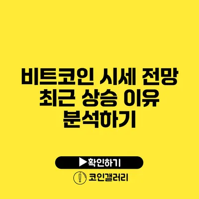 비트코인 시세 전망: 최근 상승 이유 분석하기