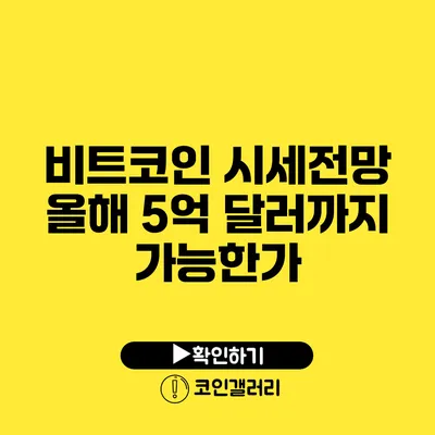 비트코인 시세전망: 올해 5억 달러까지 가능한가?