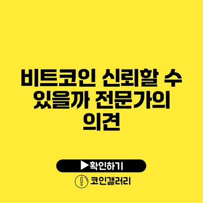 비트코인 신뢰할 수 있을까? 전문가의 의견