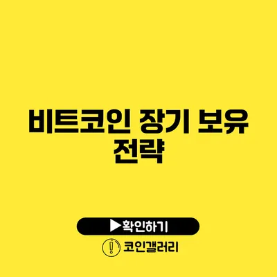 비트코인 장기 보유 전략