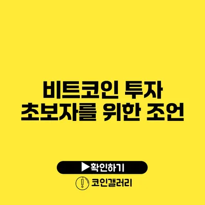 비트코인 투자 초보자를 위한 조언