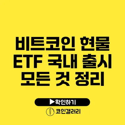 비트코인 현물 ETF 국내 출시: 모든 것 정리