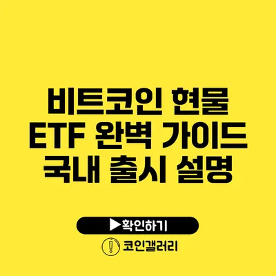 비트코인 현물 ETF 완벽 가이드: 국내 출시 설명