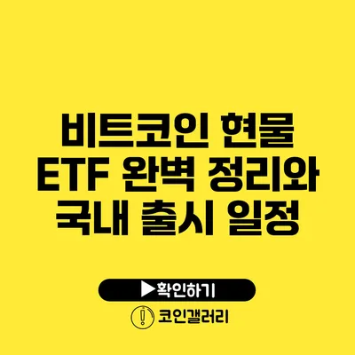 비트코인 현물 ETF: 완벽 정리와 국내 출시 일정