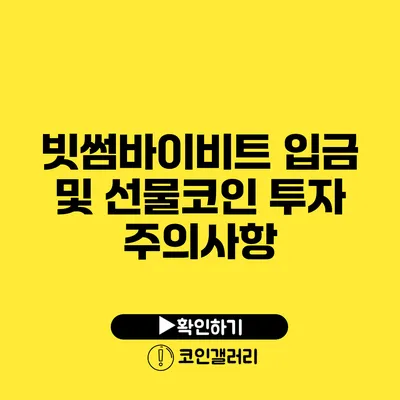 빗썸바이비트 입금 및 선물코인 투자 주의사항