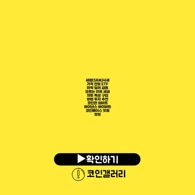 세럼(SRM)시세 가격 전망 ETF 하락 달러 급등 오르는 이유 세금 차트 특성 구입 방법 투자 추천 코인판 업비트 바이낸스 바이비트 코인베이스 빗썸 정보