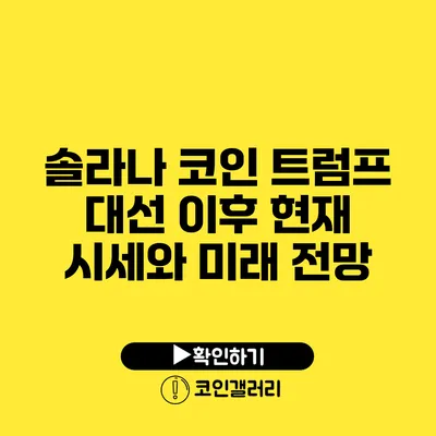 솔라나 코인: 트럼프 대선 이후 현재 시세와 미래 전망