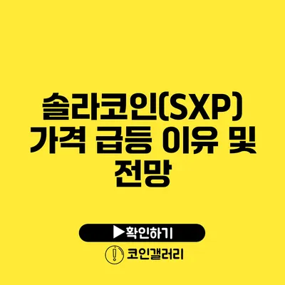 솔라코인(SXP) 가격 급등 이유 및 전망