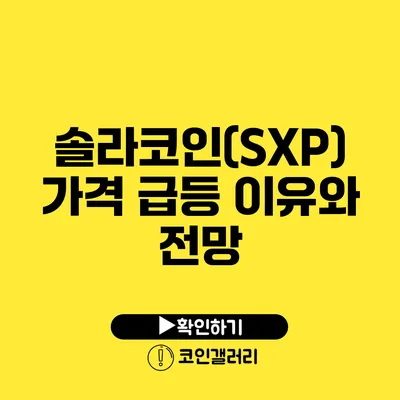 솔라코인(SXP) 가격 급등 이유와 전망