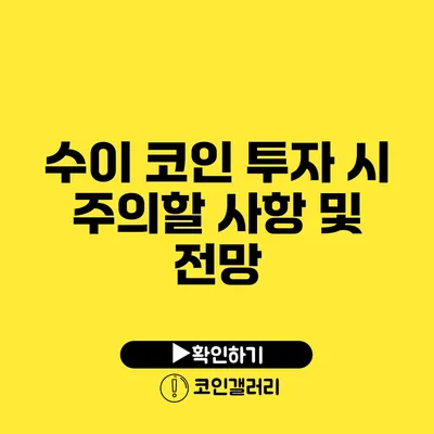 수이 코인 투자 시 주의할 사항 및 전망