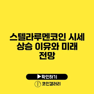 스텔라루멘코인 시세 상승 이유와 미래 전망