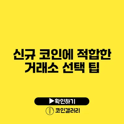 신규 코인에 적합한 거래소 선택 팁