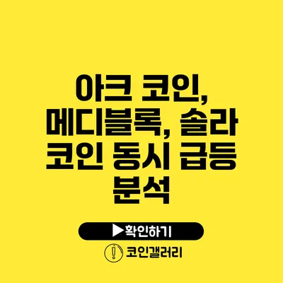 아크 코인, 메디블록, 솔라 코인 동시 급등 분석