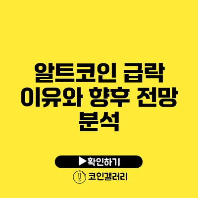 알트코인 급락 이유와 향후 전망 분석