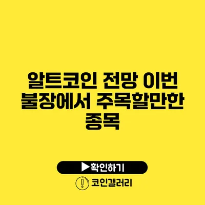 알트코인 전망: 이번 불장에서 주목할만한 종목