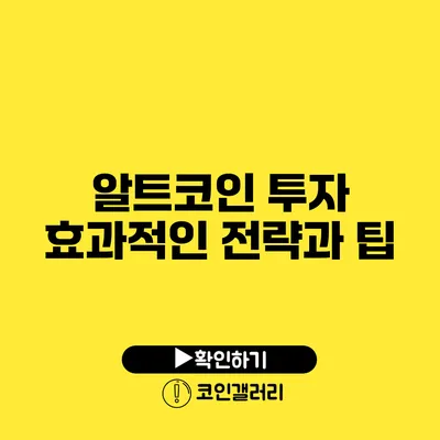 알트코인 투자: 효과적인 전략과 팁