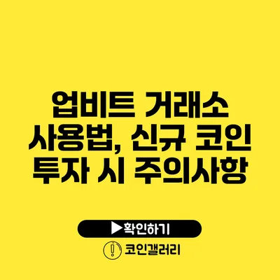 업비트 거래소 사용법, 신규 코인 투자 시 주의사항